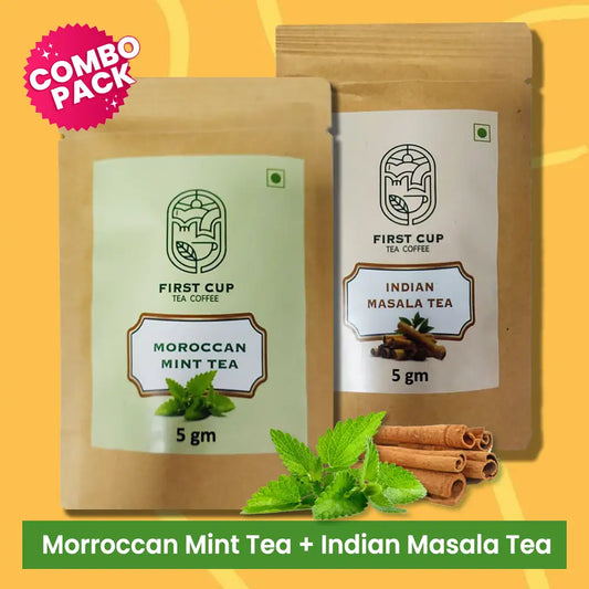 First Cup Moroccan Mint and Indian Masala Green Tea (5g each)