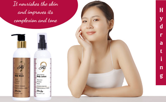 Hi9 Charcoal Body Wash and Honey & Almond Body Lotion (250ml + 250ml)