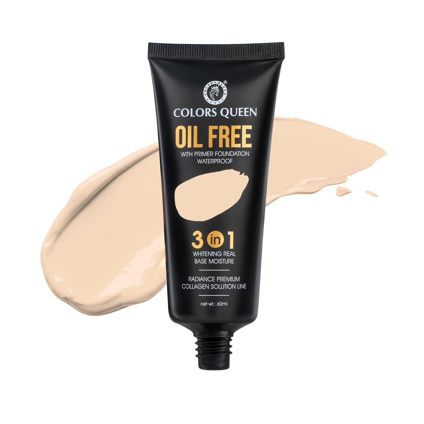 Colors Queen 3 in 1 Oil Free Foundation for Face Makeup Full Coverage Foundation with Primer (01 Ivory)