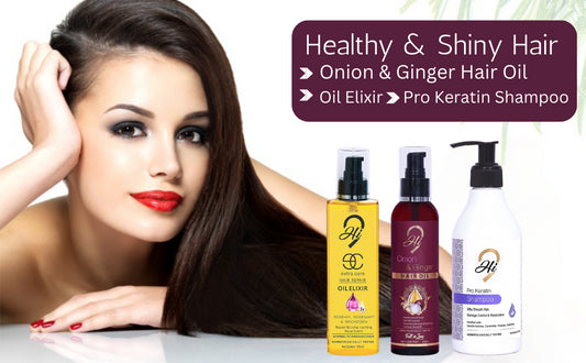 Hi9 Onion & Ginger Hair Oil + Extra Care Oil Elixir + Pro Keratin Shampoo Onion Hair Oil (200ml + 100ml + 300ml)