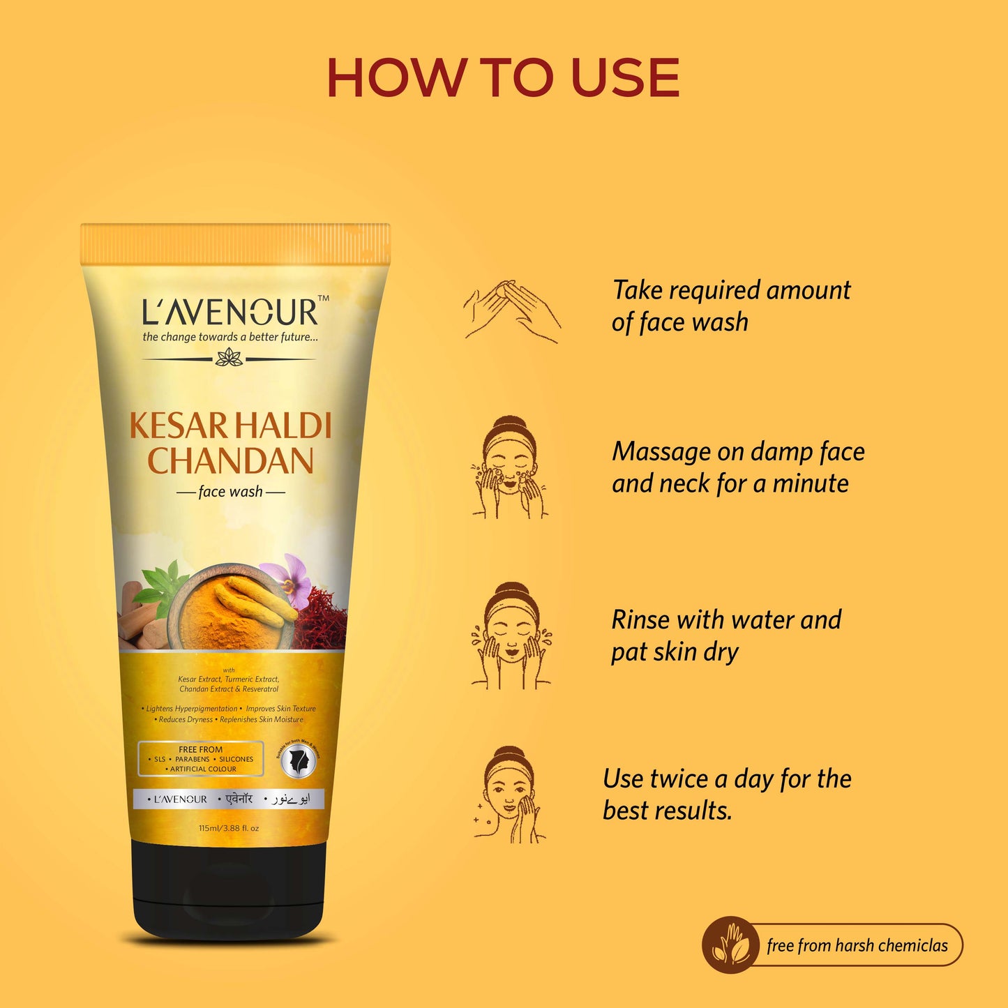 L'avenour Kesar Haldi Chandan Face Wash (Pack of 3)