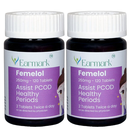 Earmark Femelol Tablets Assist in PCOD Healthy Periods Two Month Course (250mg/Bottle)