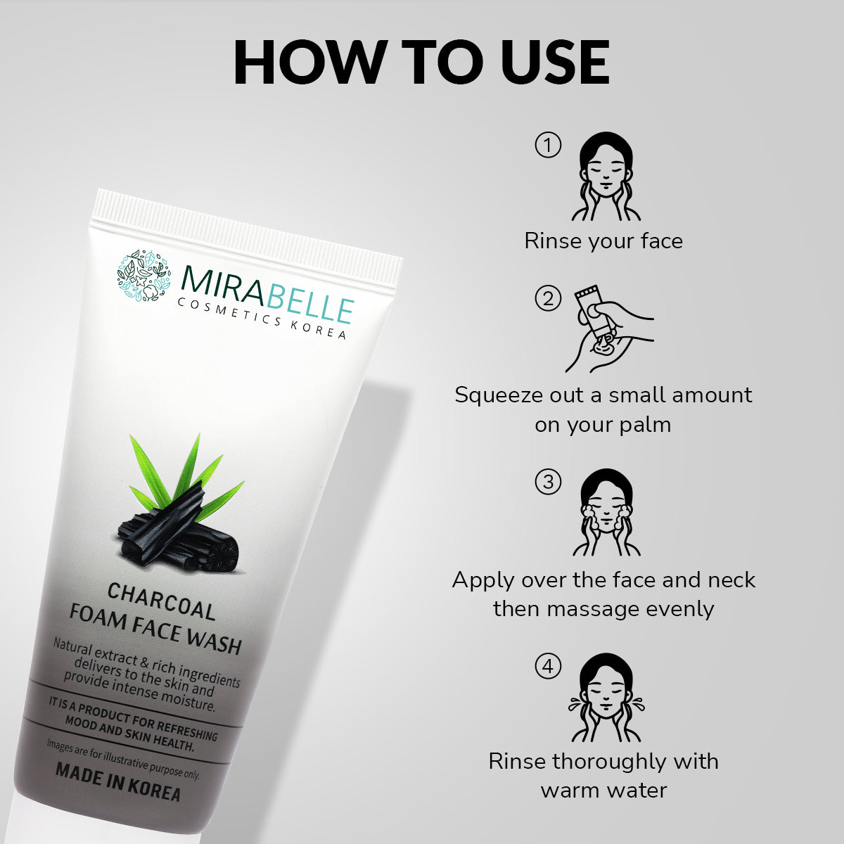 Mirabelle Activated Charcoal Foam Face Wash (80ml)