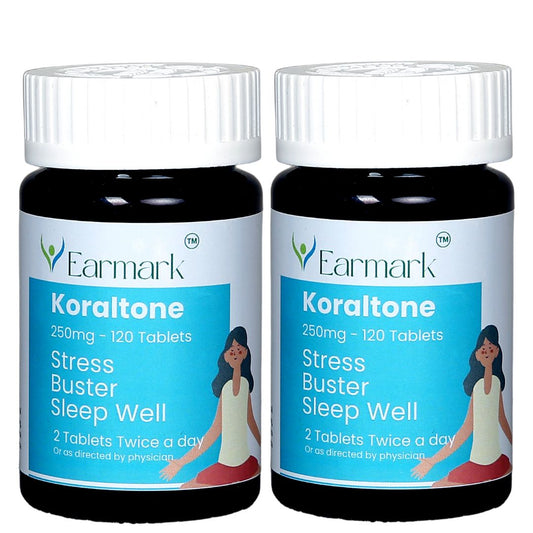 Earmark KoralTone Stress Buster and Sleep Well Tablets Two month course (250mg/Bottle)