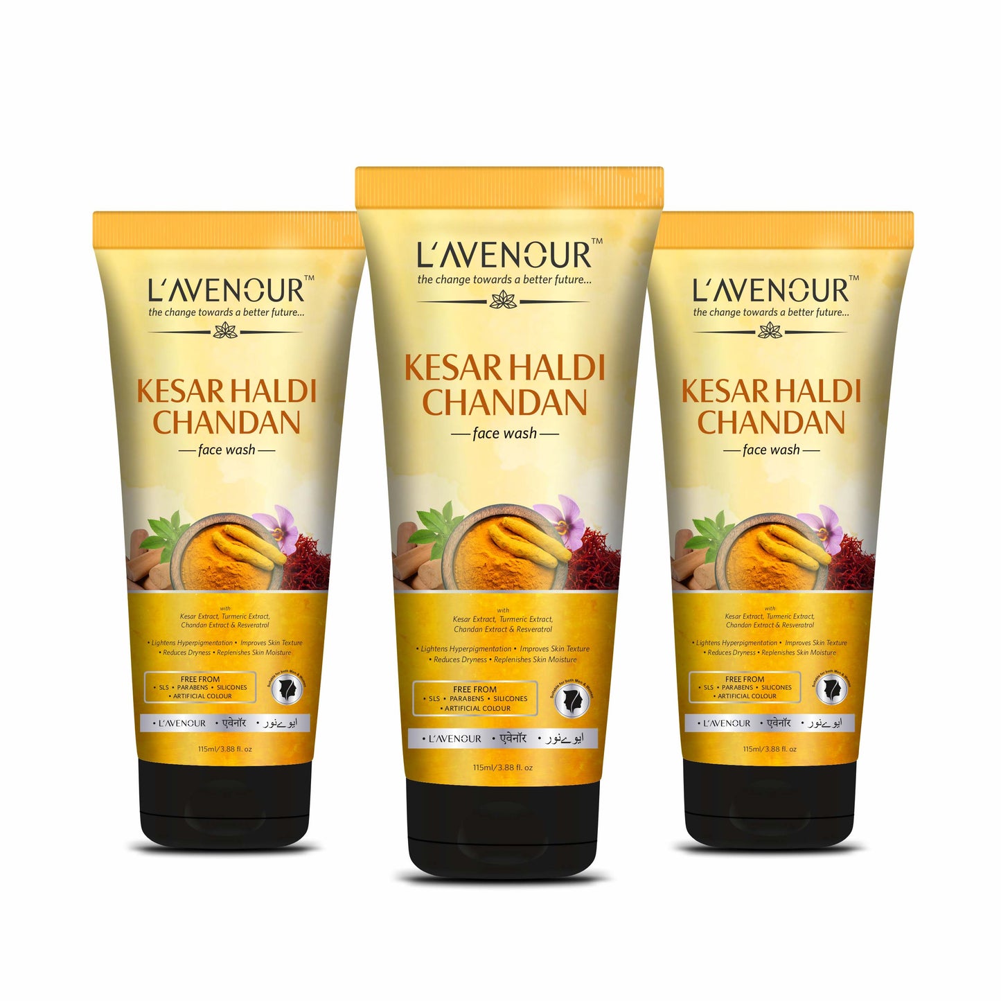 L'avenour Kesar Haldi Chandan Face Wash (Pack of 3)