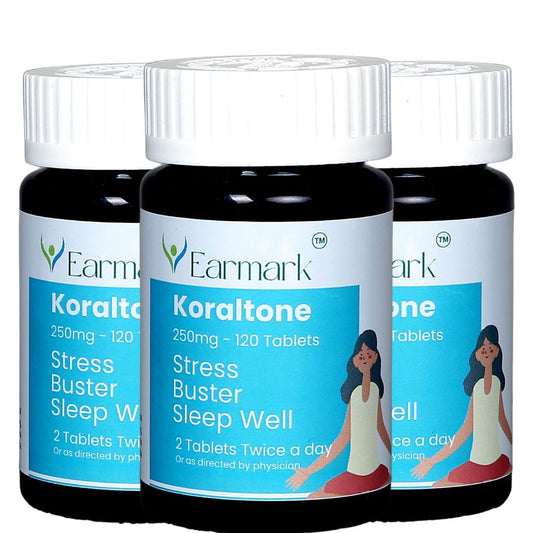 Earmark KoralTone Stress Buster and Sleep Well Tablets Three Month Course (250mg/Bottle)