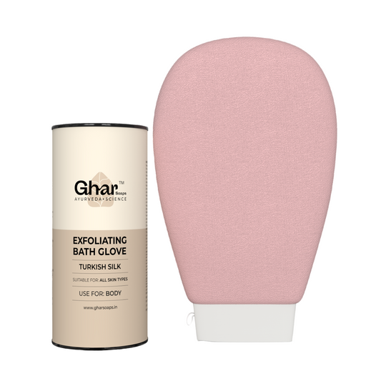 Ghar Soaps Exfoliating Gloves For Body | Scrub Gloves For Dead Skin (Pink) (1 Piece)