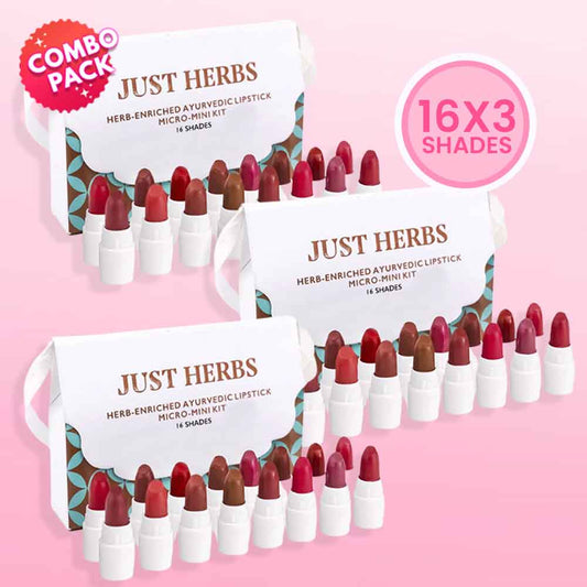 Just Herbs Micro-Mini Kit Lipstick Combo (3 Sets)
