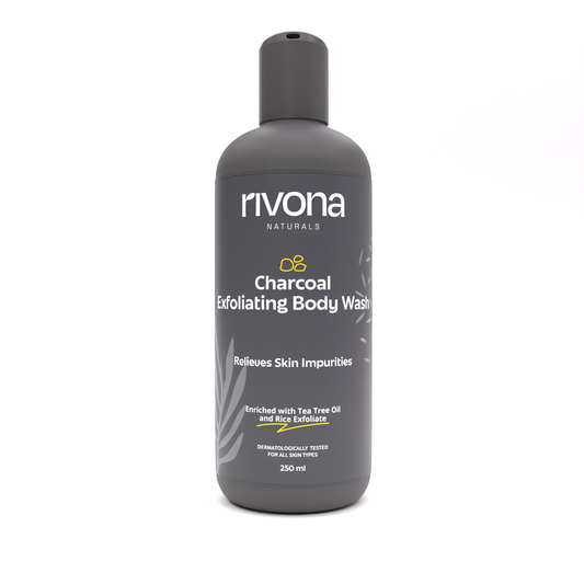 Rivona Naturals Charcoal Exfoliating Body Wash & Scrub (250 ml)