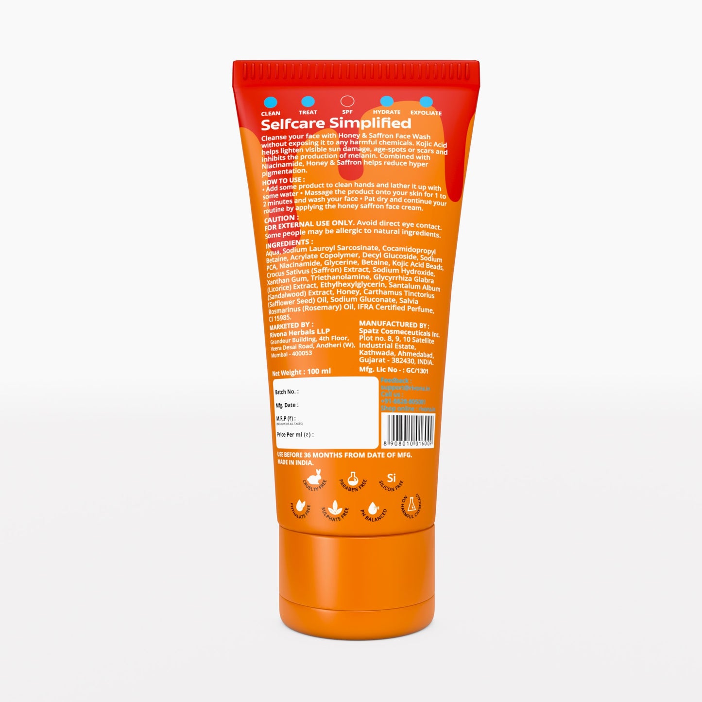 Rivona Naturals Honey & Saffron Face Wash (100ml)