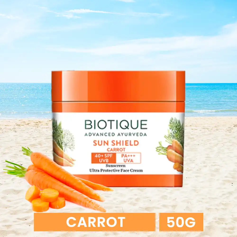 Biotique Bio Sun Shield Carrot 40+SPF Sunscreen Face Cream (50g)