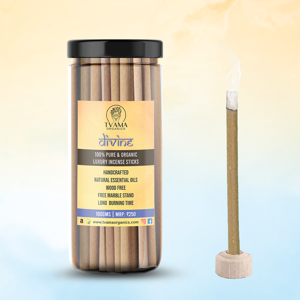 Tvama Organics Natural Dhoop Batti Incense Sticks with Stand (200gm)