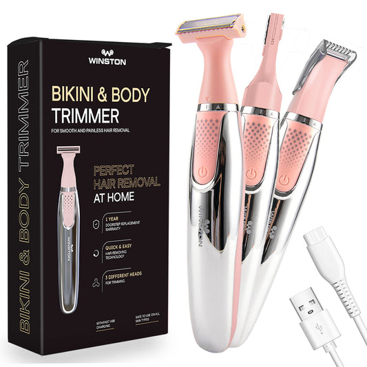 Winston Rechargeable 3 in 1 Bikini Trimmer with Long Lasting Battery (Portable and Painless Hair Removal Device)