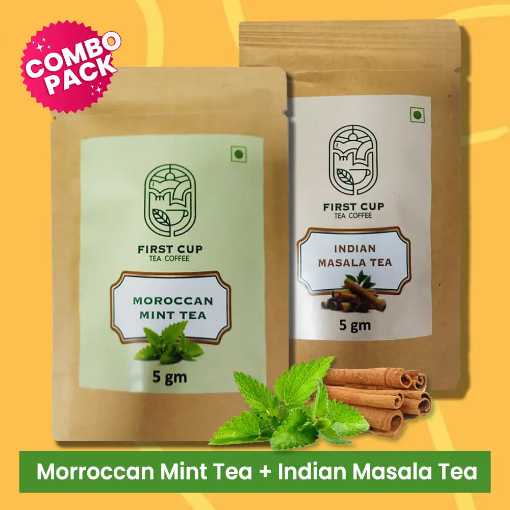 First Cup Moroccan Mint and Indian Masala Green Tea (5g each)