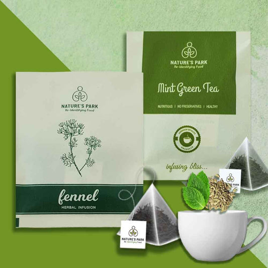 Nature's Park Fennel Herbal Infusion + Mint Green Tea Pyramid Tea Bag (1 Sachet Each)