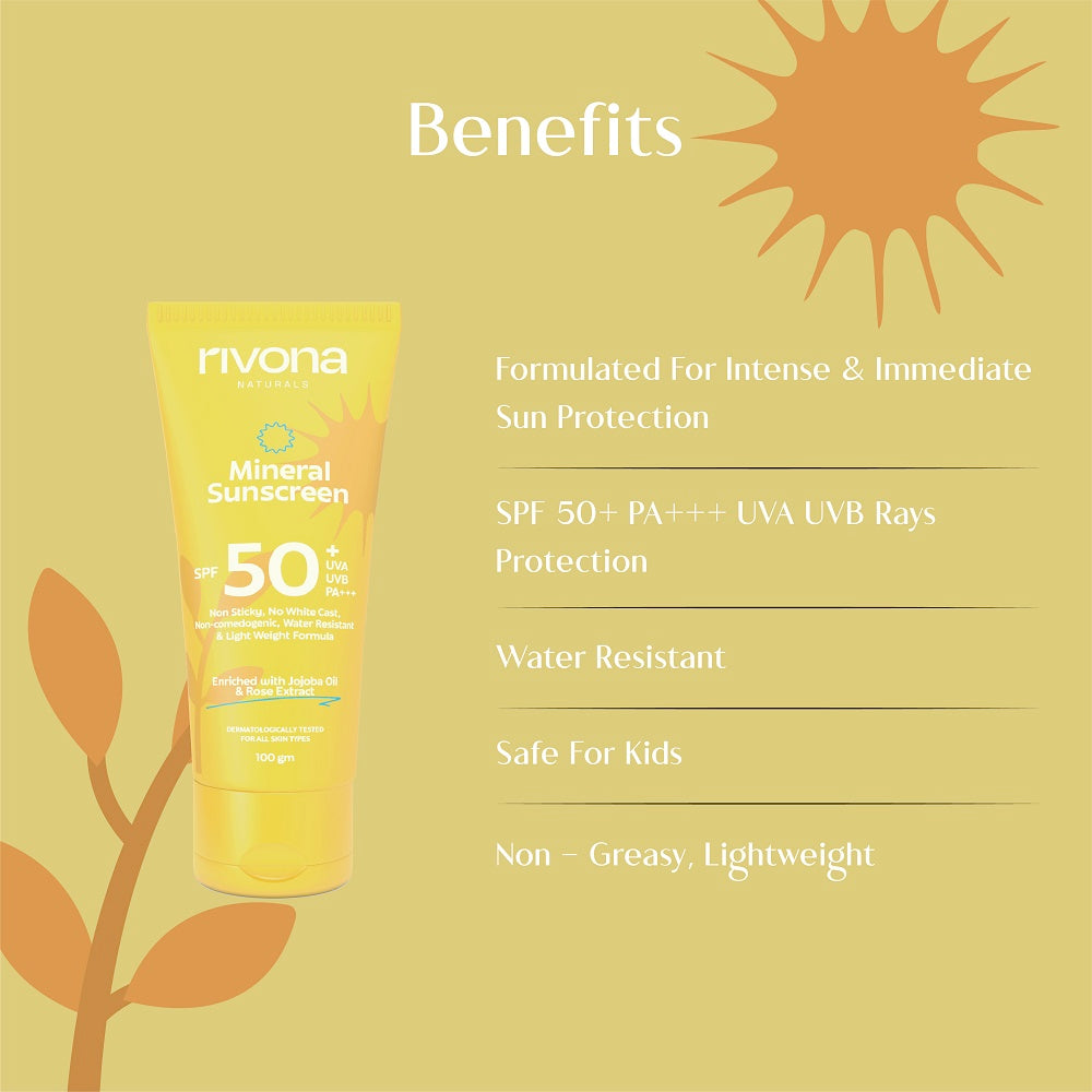 Rivona Naturals Mineral Sunscreen with Spf 50 PA +++ (100 gm)