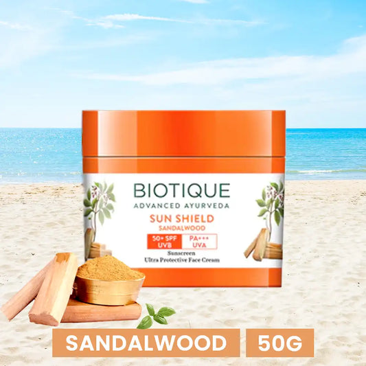 Biotique Bio Sun Shield Sandalwood 50+SPF Sunscreen Face Cream (50g)