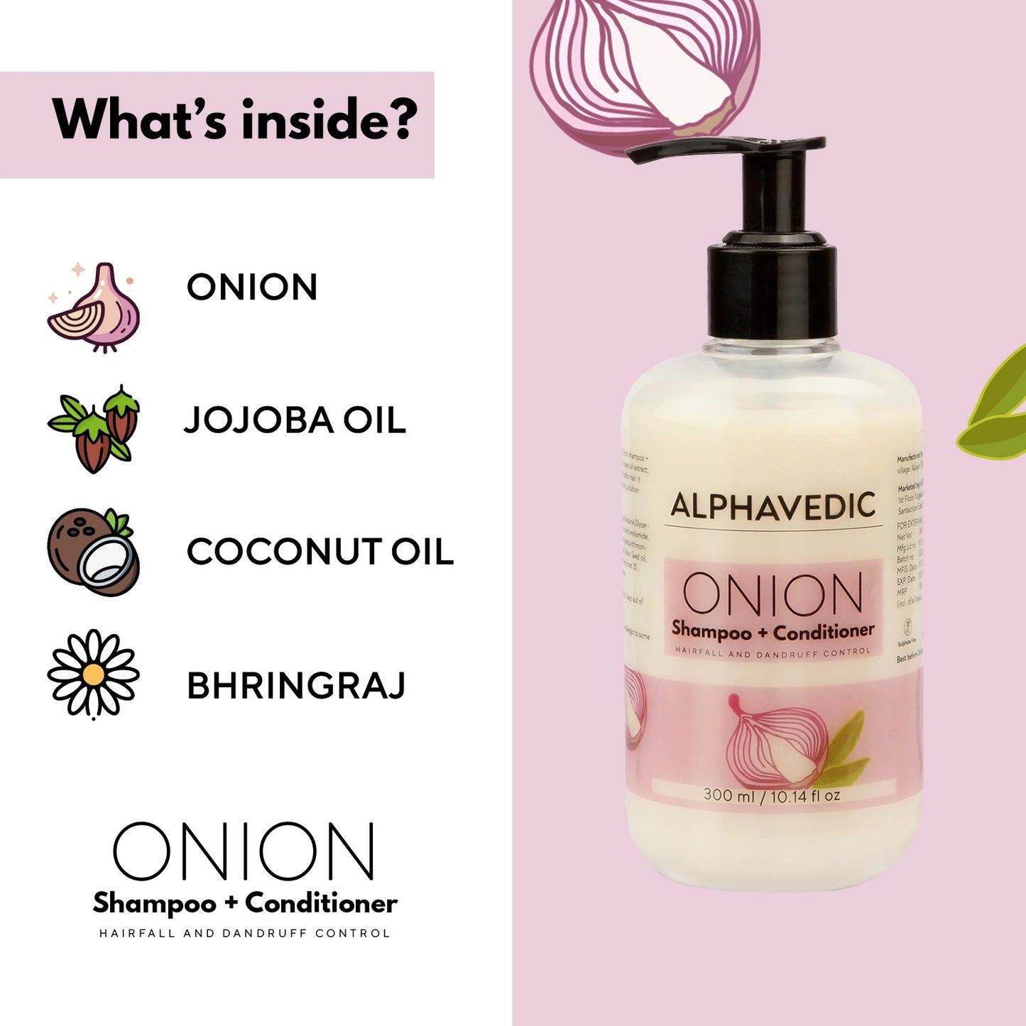Alphavedic Hair Fall Control Onion Shampoo + Conditioner (300ml)