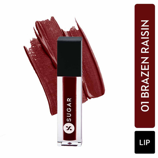 SUGAR Cosmetics Smudge Me Not Liquid Mini Lipstick - 01 Brazen Raisin (1.1ml)
