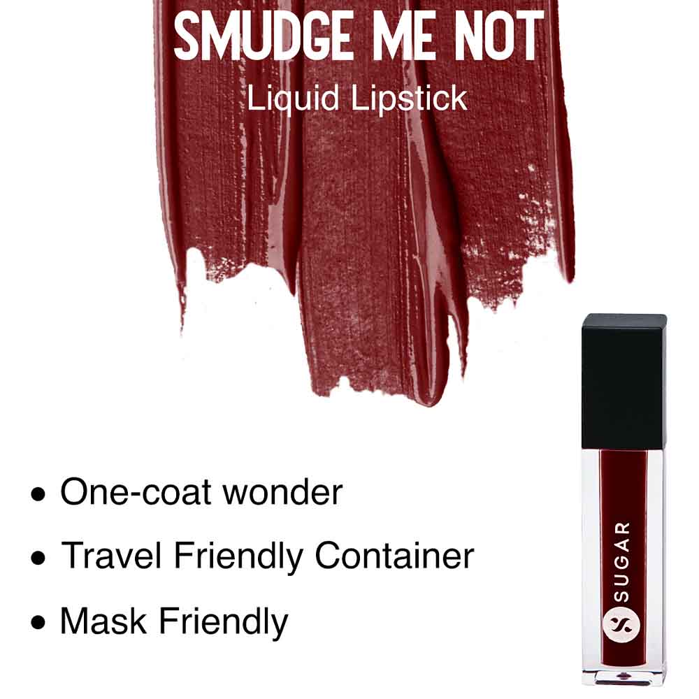 SUGAR Cosmetics Smudge Me Not Liquid Mini Lipstick - 01 Brazen Raisin (1.1ml)